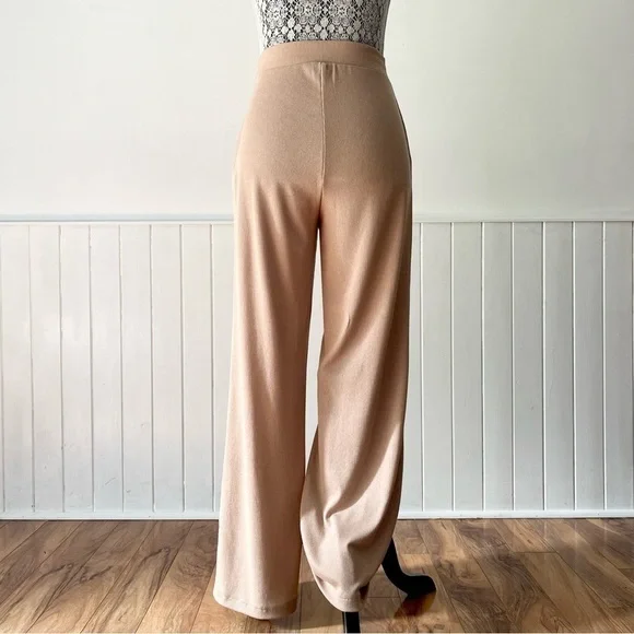 Zara Tan Knit High Waisted Wide Leg Trousers Size S - Picture 5 of 11